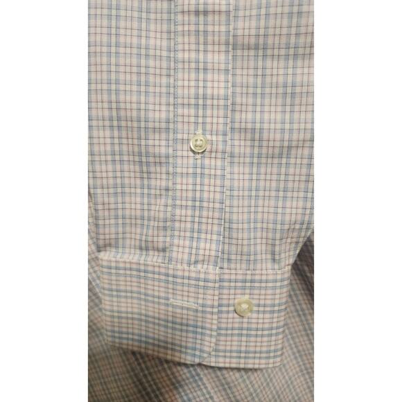 Brooks Brothers 346 White W/ Blue/Pink Checkered Cotton Button-up Shirt size 15 - Picture 4 of 6